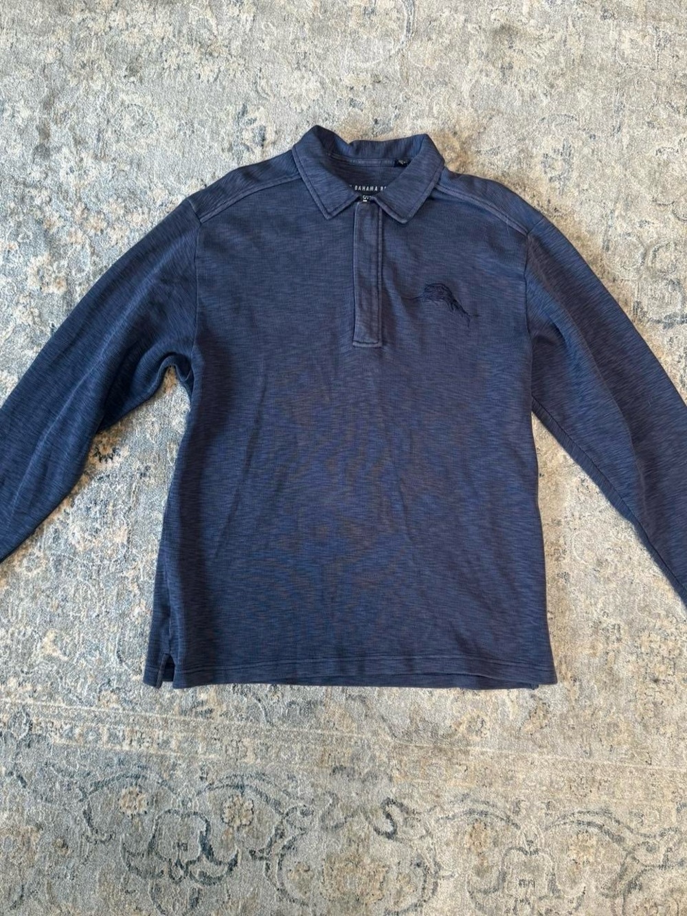 Tommy Bahama Men's Long Sleeve Zip Polo Sweater - Navy Blue